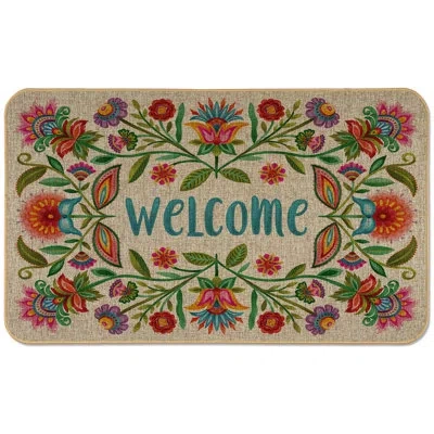 Counterart Bohemian Welcome Linen Look Indoor/outdoor Floor Mat In Red;beige;green