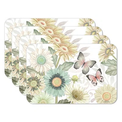 Counterart Boho Butterfly 4-pack Reversible Easy Care Flexible Plastic Placemat In Blue;white;green;pink