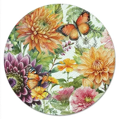 Counterart Botanica 13" Tempered Glass Lazy Susan Turntable In Brown;white;green;pink;purple