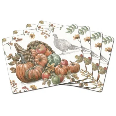 Counterart Bountiful Harvest Premium Decorative Hardboard Placemat 4 Pack In White