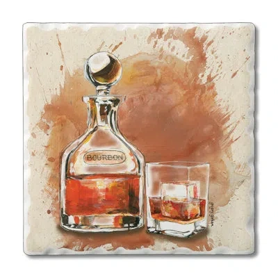 Counterart Bourbon Splash 4-pack Tumbled Tile Stone Coaster In Brown;white;gray