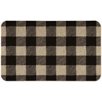 Counterart Buffalo Check Indoor/outdoor Natural Linen Look Floor Mat In Beige;black