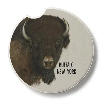 Counterart Buffalo Head 1 Pack Absorbent Stone Car Coaster In Muticolor
