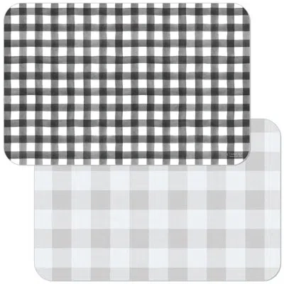 Counterart Buffalo Trend 4 Piece Reversible Easy Care Placemats In Black;white;gray