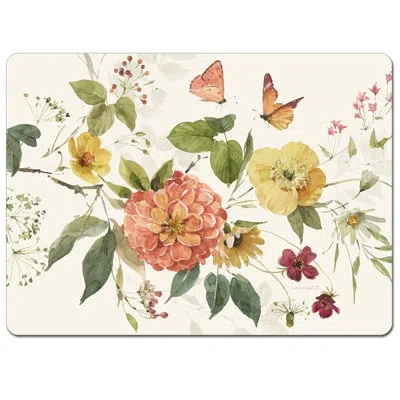 Counterart Cala Home Blessed By Nature 4 Pack Premium Decorative Hardboard Cork Back Tabletop Placemats In Black;brown;beige;orange;tan