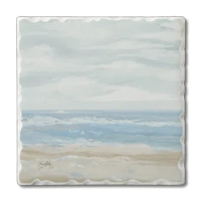Counterart Calm Sea 1 Pack Single Absorbent Stone Coaster In Blue,brown
