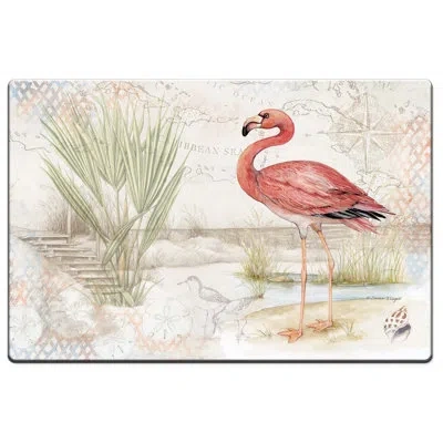 Counterart Caribbean Seas Comfort Kitchen Floor Mat In Ivory;beige;green;pink