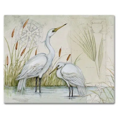 Counterart Caribbean Seas Tempered Glass Cutting Board 15" X 12" In Green;beige