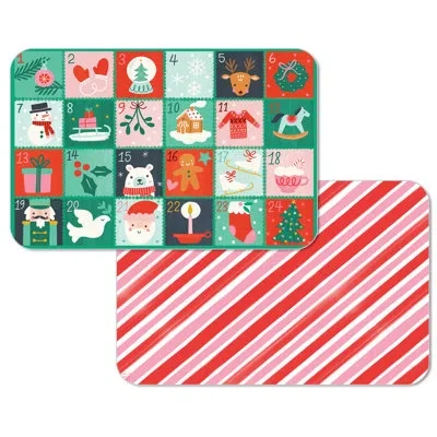 Counterart Christmas Countdown 4 Pack Reversible Easy Care Placemats In Blue