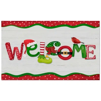 Counterart Christmas Welcome Indoor/outdoor Entryway Floor Mat In White;green;red