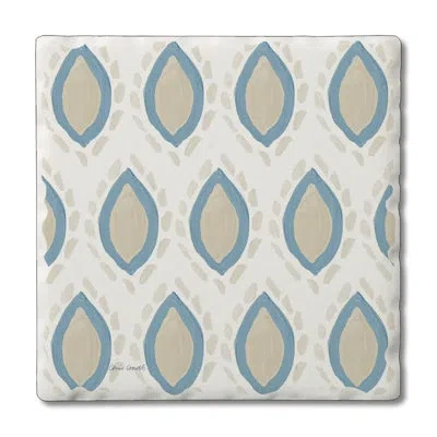 Counterart Coastal Flare 1 Pack Single Absorbent Stone Coaster In Tan,blue