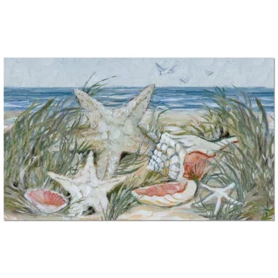 Counterart Coastal Shells Indoor/outdoor Entryway Floor Mat In Blue;brown;white