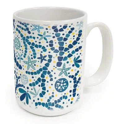 Counterart Coral Shell Toss 15 Oz. Decorative Ceramic Mug In White