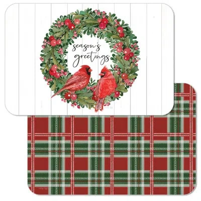 Counterart Country Christmas Reversible Rectangular Easy Care Placemats In Green;red