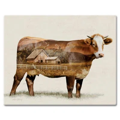 Counterart Cow Landscape Tempered Glass Cutting Board 12" X 15"