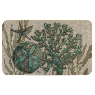 Counterart Crescent Beach Shells Linen Look Indoor/outdoor Floor Mat In Brown;green;blue;tan