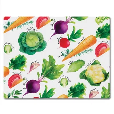 Counterart Delicious Veggies 3mm Glass Cutting Board 10” X 8”