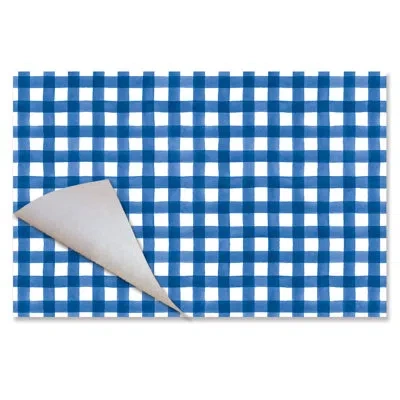 Counterart Fall Gingham 24-sheet Premium Card Stock Paper Placemats In Blue
