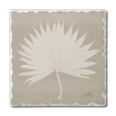 Counterart Fan Palm I 1 Pack Single Absorbent Stone Coaster In Light Brown,cream