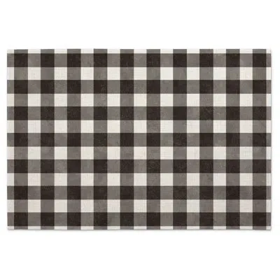 Counterart Farmhouse Check 4-pack Poly-cotton Blend Washable Placemats In Black