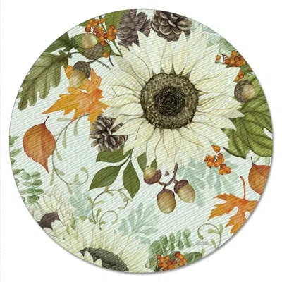 Counterart Farmhouse Fall 4mm Heat Tolerant Tempered Glass Lazy Susan Turntable In Green;beige;orange