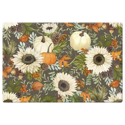 Counterart Farmhouse Fall Comfort Kitchen Floor Mat In Brown;orange;ivory;green