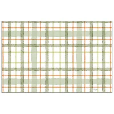Counterart Farmhouse Plaid 24-sheet Premium Paper Placemats In Brown