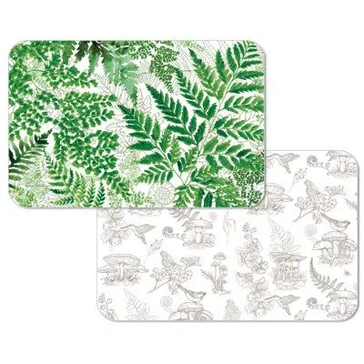 Counterart Fernery 4 Pack Reversible Easy Care Placemats In Blue