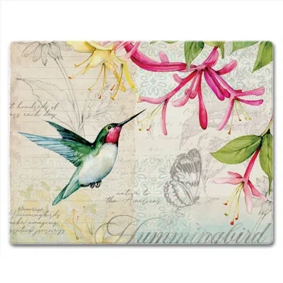 Counterart Field Guide Hummingbird 3mm Glass Cutting Board 10” X 8”
