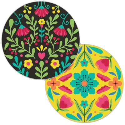 Counterart Fiesta Plate 4 Pack Round Reversible Easy-care Placemats In Blue