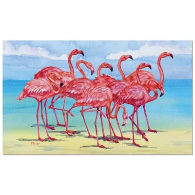 Counterart Flamingo Horizon Indoor/outdoor Entryway Floor Mat In Blue;pink;tan