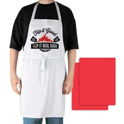 Counterart Flip It Kitchen Chef Apron With 2 Pack Red Cutting Mats
