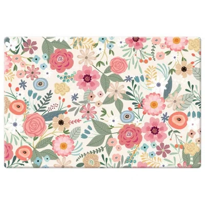 Counterart Floral Frenzy Comfort Vinyl Kitchen Floor Mat In Ivory;pink