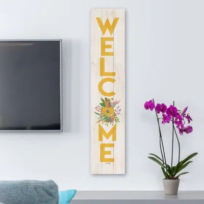 Counterart Floral Welcome Decorative Porch Pallet Wood Sign In Beige;yellow;multi-color