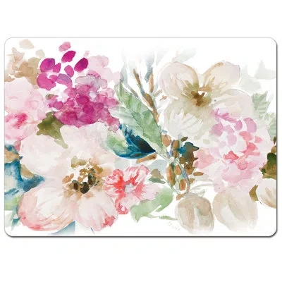 Counterart Fragrant Spring Premium Decorative Hardboard Tabletop Placemats 4-pack In Black;brown;green;pink;purple
