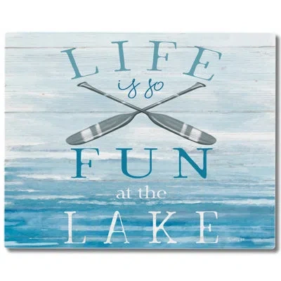 Counterart Fun At The Lake Tempered Glass Cutting Board 12" X 15" In Blue