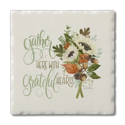 Counterart Gather Here 1 Pack Single Absorbent Stone Coaster In Orange,green,brown