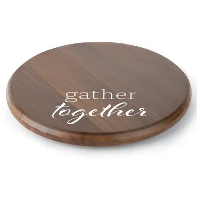 Counterart Gather Together Wood Lazy Susan Turntable 14" Diameter In Brown
