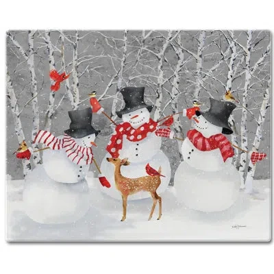 Counterart Glass Snow Day Cutting Board In Multi