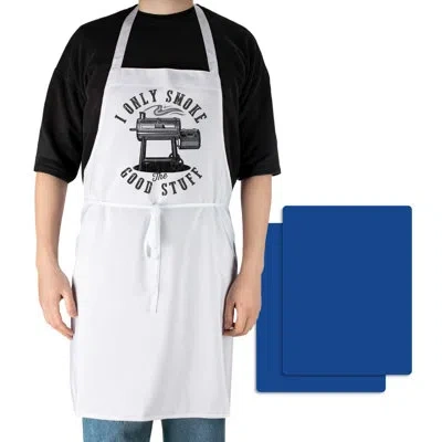 Counterart Good Stuff Kitchen Chef Apron With 2 Pack Blue Cutting Mats In Blue;black;white