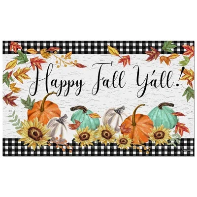 Counterart Happy Fall Indoor/outdoor Entryway Floor Mat In Brown,blue,orange