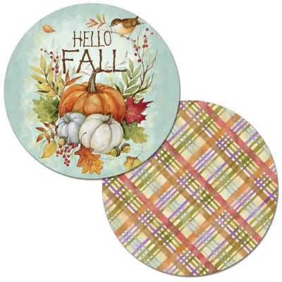 Counterart Harvest Blessings Round Reversible Easy Care Placemats In Blue;green;red