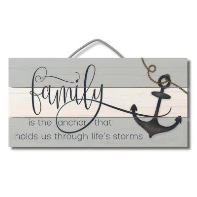 Counterart Highland Home Family Anchor 12" X 6" Decorative Wooden Sign In Black;white;gray