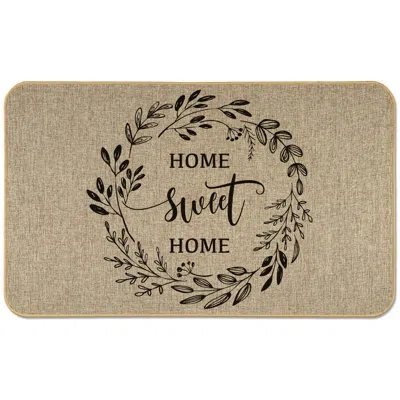 Counterart Home Sweet Home Linen Look Indoor/outdoor Kitchen Floor Mat In Brown;beige;black