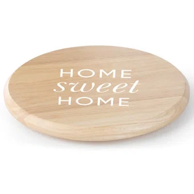 Counterart Home Sweet Home Wood Lazy Susan Turntable In Brown