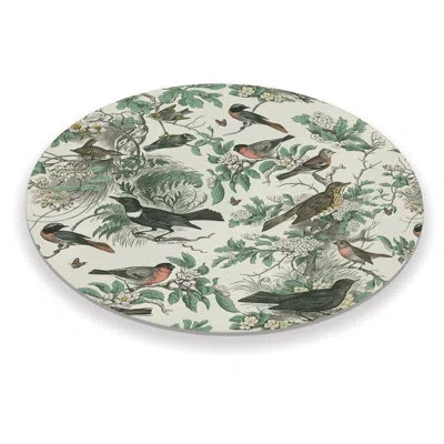 Counterart Honeybloom Birds 4mm Tempered Glass Lazy Susan Turntable 13" Diameter In Multi