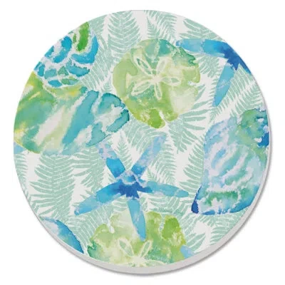 Counterart Isla Mona 4 Pack Round Absorbent Stone Coasters In Blue;white;green;gray