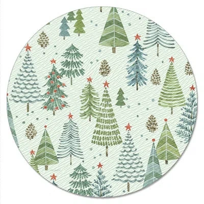 Counterart Jolly Trees 4mm Tempered Glass Lazy Susan Turntable In White;green;red
