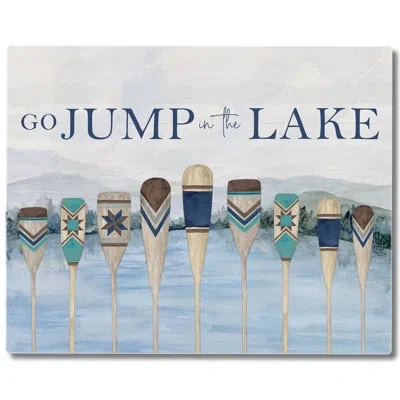 Counterart Jump In The Lake Tempered Glass Cutting Board 12" X 15" In Blue