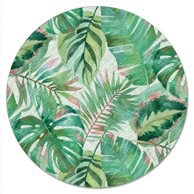 Counterart Jungle 13" Tempered Glass Lazy Susan Turntable In Green;gray;beige;tan